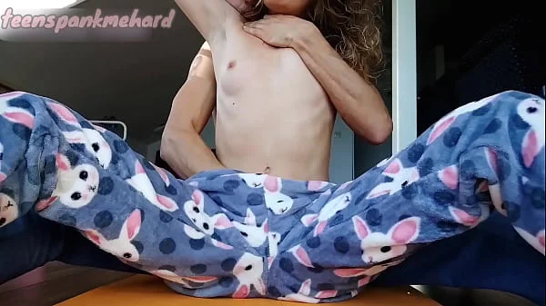 stepbrother teasing small tits and wet pussy stepsister in pajamas